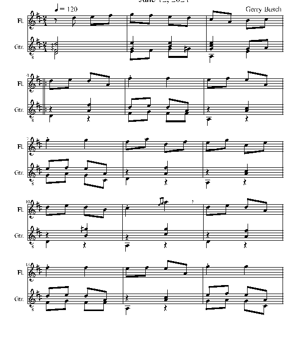 Flute Guitar Duet 082 in D Major Gerry Busch Composer