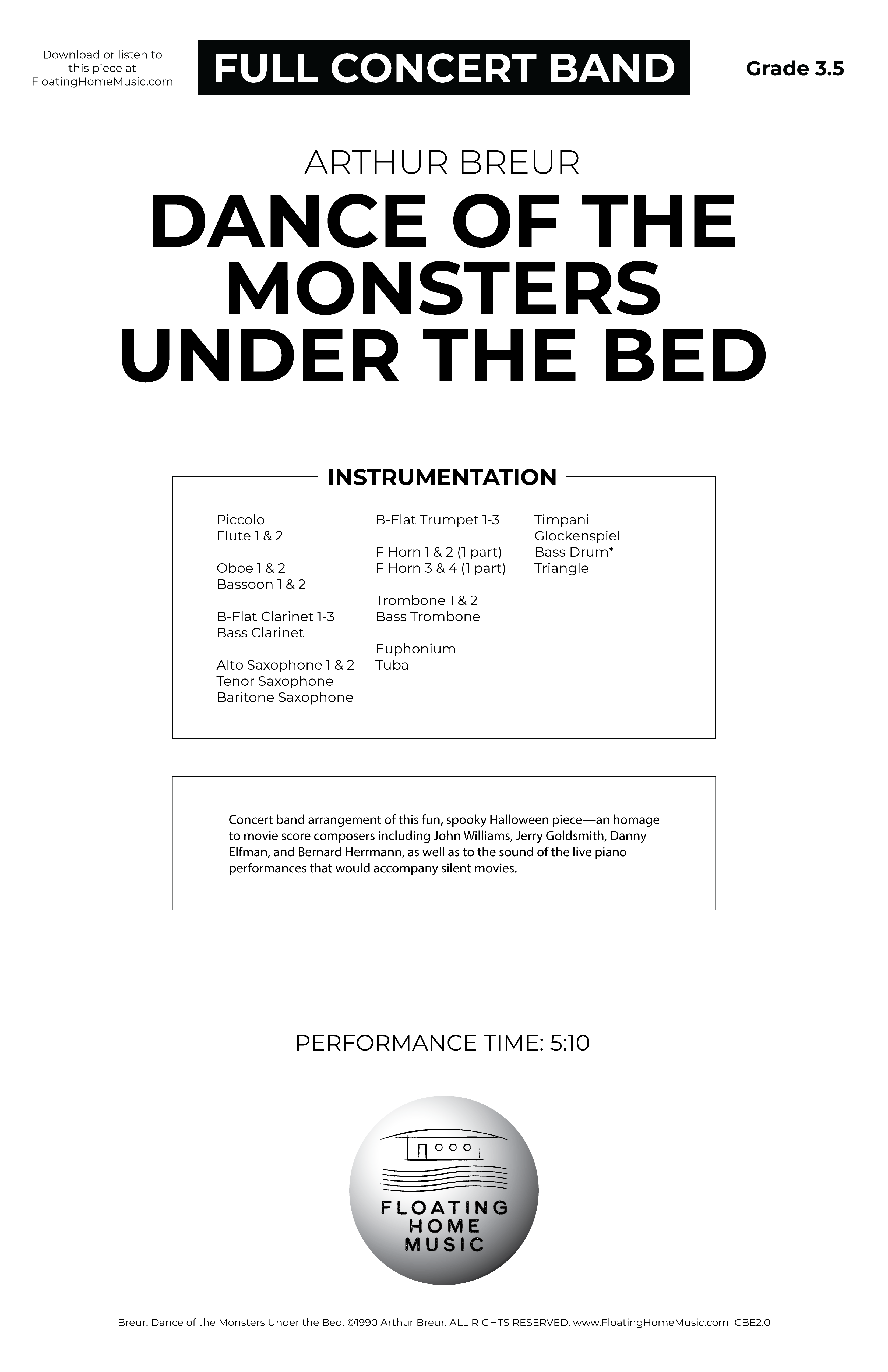 Dance of the Monsters Under the Bed Concert Band Arrangement