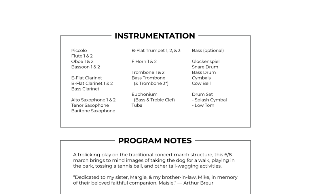 "Faithful Companion" concert march score and parts by Arthur Breur