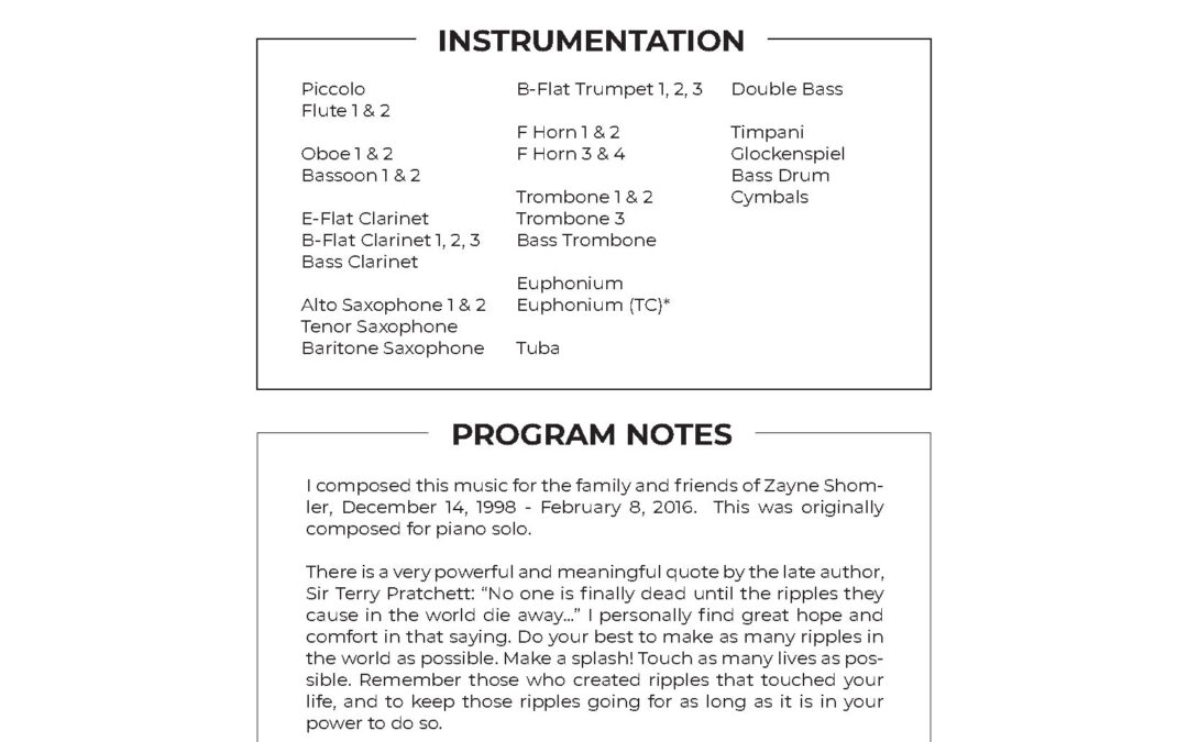 Remembering Zayne - Concert Band Arrangement - Cover Image